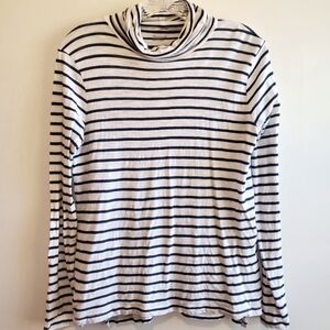 Madewell Whisper Cotton Turtleneck in Navy Esme Stripe